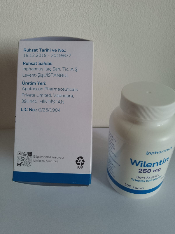 WILENTIN/Cuchel/ Syprine 250 MG 100 CAP. (Trientine/Триентин ) TRPHARM, original