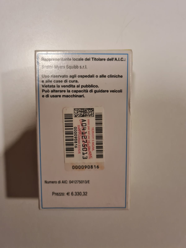 YERVOY / ЕРВОЙ 50 MG 10 ML 1 FLK. (Ipilimumab /Ипилимумаб) BRISTOL MYERS, original 