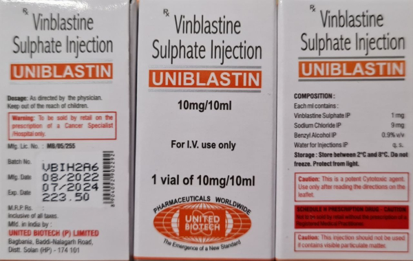Винбластин, Vinblastine 10 мг для в/в Индия