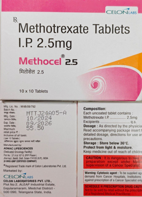 Метотрексат, Methotrexate 2.5 мг 100 таб. Індія
