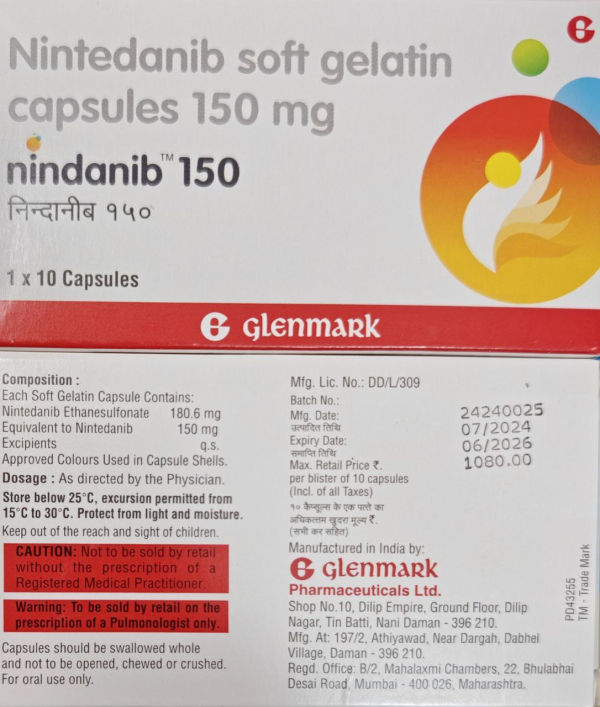 OFEV / ОФЕВ 150 MG 30 CAP.(Nintedanib,Нинтеданиб) Glenmark, Індія