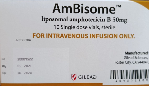 AmBisome (amphotericin B) 50 mg, 1 vial, Gilead Sciences